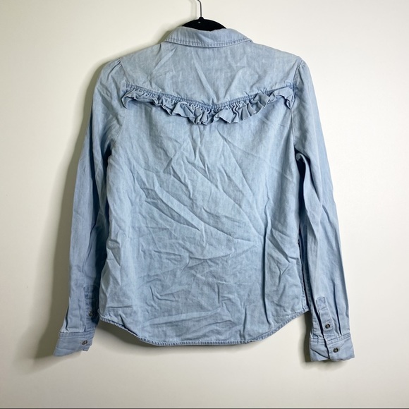 Paige Layda Denim Button Down Ruffle Shirt - Picture 12 of 15